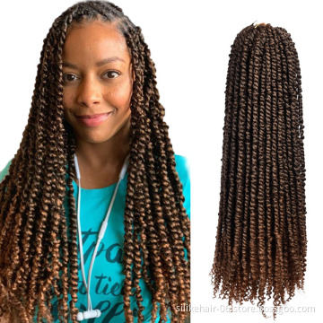 Hot Selling 24Inches Brown Black Pre-Twisted Crochet Braiding Synthetic Water Wave Passion Twist Crochet Braid Hair Extensions